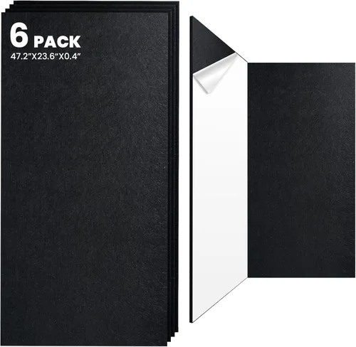 Vista 12 de Paquete de 4 paneles de pared acústicos de doble capa grandes autoadhesivos, 47.2 x 23.6 x 0.71 pulgadas, panel de pared insonorizado, barrera