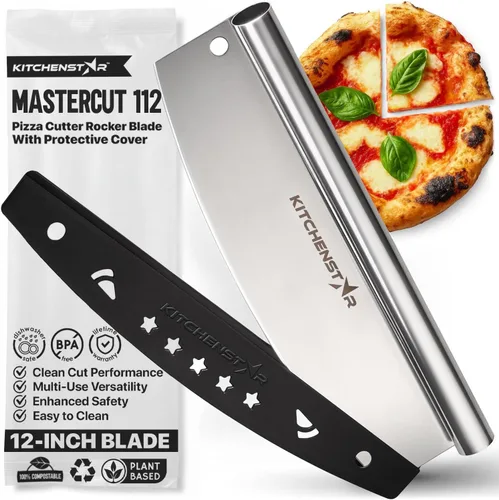 Vista 15 de Cortador de Pizza KitchenStar - Cuchillo de corte de acero inoxidable 304 con hoja súper afilada, mecanismo de eje anti-vacilación, mango ergonómico