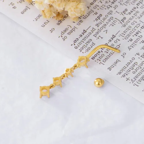 Vista 3 de MRENITE Anillos de ombligo de oro sólido de 14 quilates para mujer, anillos de ombligo transparentes de 16 G, circonita cúbica y ópalo, joyería
