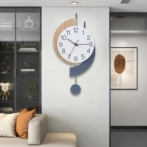 Vista 14 de Dankeit Reloj de pared decorativo de cuarzo silencioso con péndulo, grande para sala de estar, cocina, baño, dormitorio, 13 x 21.65 pulgadas (beige)