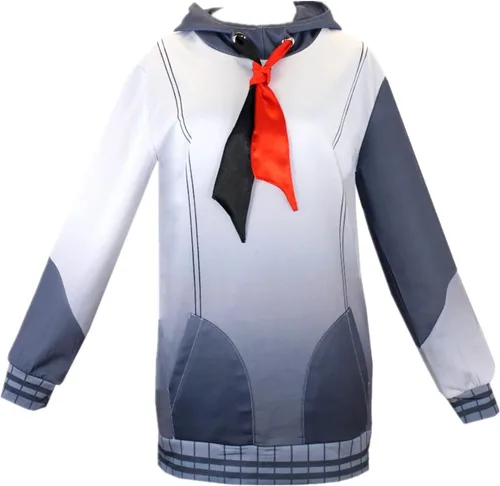 Vista 3 de Disfraz de Miku Yoisaki Kanade para mujer, disfraz negro con capucha y capucha de anime para Halloween