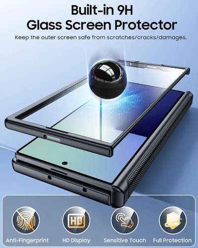 Vista 6 de CENMASO - Funda magnética para Samsung Galaxy Z Fold 7 con soporte, compatible con Magsafe, protección de bisagra, protector de pantalla, soporte