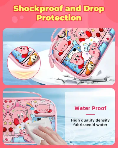 Vista 4 de Xinocy Carrying Case for Nintendo Switch Lite 2019 Travel Carry Cases for Girls Kids Boys Teen Cute Girly Design Anime Fun Portable Hard Shell