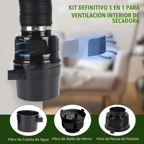 Vista 3 de Kit de ventilación para secadora interior 3 en 1 con trampa para pelusas y filtro de agua para secadora eléctrica