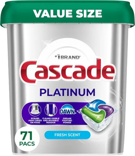 Vista 17 de Cascade Platinum Cápsulas para lavavajillas, detergente para lavavajillas, jabón detergente para platos, fresco, 12