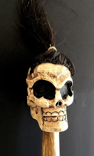 Vista 3 de OMA Bastón de madera hecho a mano con calavera y esqueleto para caminar, decoración del hogar, tamaño XL
