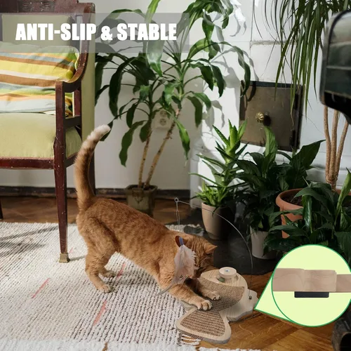 Vista 5 de Petest Juguete interactivo para gatos de sisal natural con bolas de hierba gatera, diseño de peces