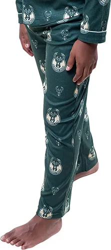 Vista 4 de Ultra Game NBA Boys 2-Piece Loose-fit Button Down Pajamas Set (Sizes 4-20)