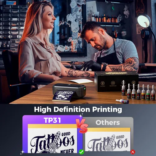 Vista 12 de Phomemo Impresora de plantillas de tatuaje TP31, inalámbrica, Bluetooth con 30 piezas de papel de transferencia, compatible con teléfono