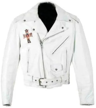 Vista 3 de Gun Axl Roze white Cafe Racer Lambskin Leather Jacket