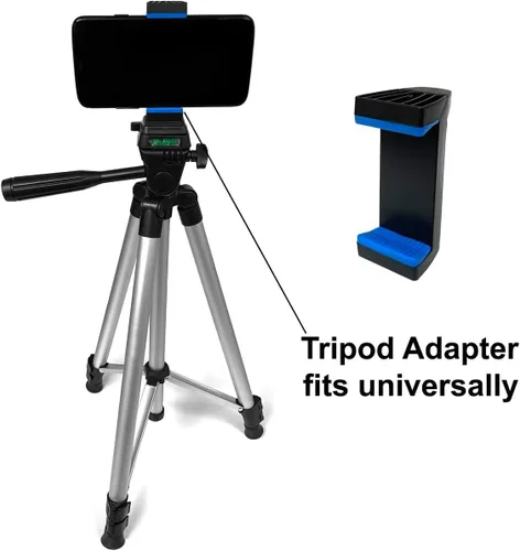 Vista 4 de Acuvar Trípode universal delgado para teléfono inteligente con agarre de goma protectora suave azul para iPhone, Android y todos los teléfonos