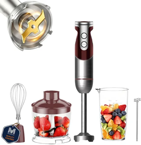 Vista 7 de MegaWise Juego de batidora de mano 3 en 1 con control de velocidad variable, licuadora de inmersión de 400W - Incluye batidor, espumador de leche