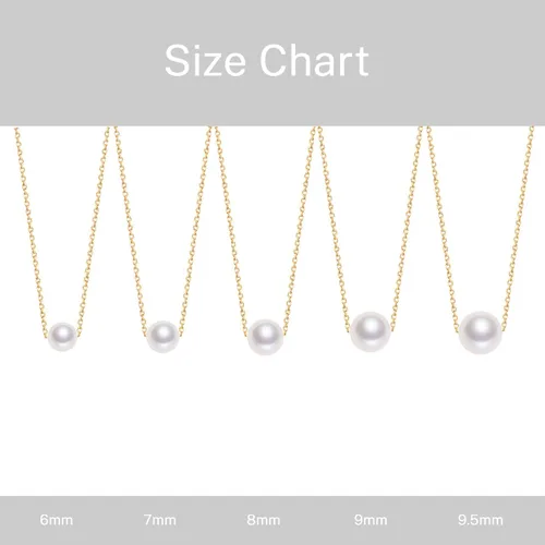 Vista 6 de AAAA Single Pearl Necklace Sterling Silver Floating Freshwater Cultured Pearl Pendant Necklace for Women 16 inch,17.5 inch