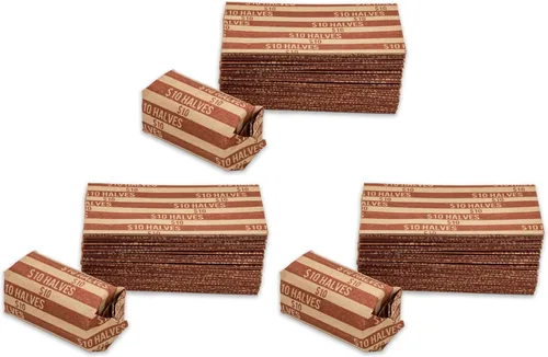 Vista 10 de Envoltorios de monedas de medio dólar, 100 envoltorios de monedas a rayas planas