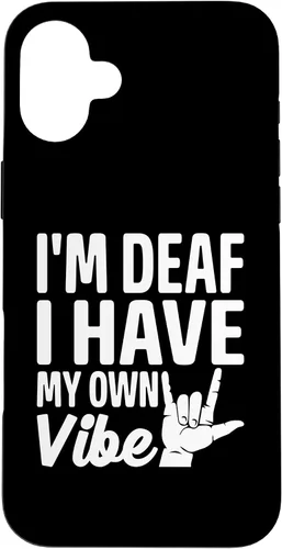 Vista 23 de Funda para iPhone 17 con texto en inglés «Sordo» con texto en inglés «Sordo» con texto «I'm Deaf. I Have My Own Vibe»