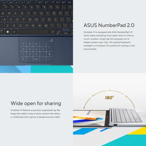 Vista 6 de ASUS Vivobook Laptop Business Computer 2025-2026, Microsoft Office de por vida, Copilot, pantalla FHD de 14 pulgadas, CPU Intel i5 de 10 núcleos, 16
