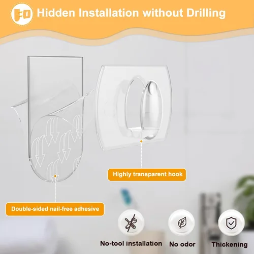 Vista 4 de 100 clips + 120 tiras adhesivas, mini clips de luz transparentes, ganchos de tiras, pequeños ganchos autoadhesivos, decoración