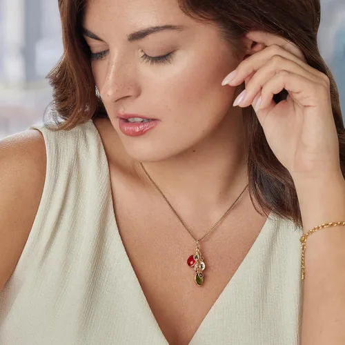 Vista 8 de Birthstones & Initials Necklace for Mom, Grandma, Women Up To 7 Birthstones, Multiple Kids, Grandkids Personalized Custom Family Jewelry for