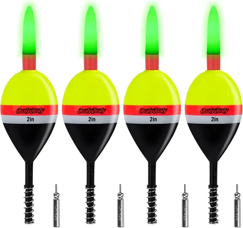 Vista 9 de QualyQualy 4 piezas de flotadores de pesca con luces deslizantes que brillan en la oscuridad, flotador de resorte para pesca de crappie y walleyes