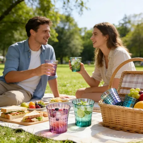 Vista 9 de AVLA Paquete de 12 vasos de agua de plástico, vasos de acrílico irrompibles de 10 onzas, vaso de vino de jugo reutilizable transparente, sin BPA