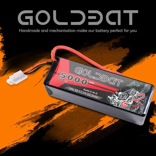 Vista 5 de GOLDBAT 11.1V 5000mAh 3S 50C LiPo RC Batería Hard Case Pack con T Conector para Emaxx Axial RC Coche Camión Buggy Vehículo