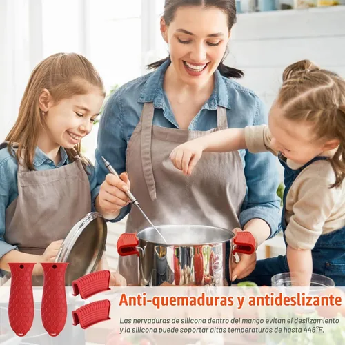 Vista 2 de Cobertura de mango de silicona con asistencia para ollas calientes, cubiertas de mango de sartén caliente, portamango de olla, funda de mango