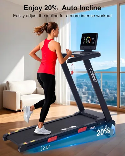Vista 7 de ATEEDGE Cinta de correr con inclinación automática, 20% de inclinación, 3.0 HP, máquina de correr de 10 MPH, correa ancha de 18.5 pulgadas