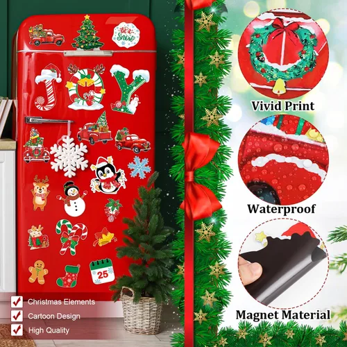 Vista 6 de 20 imanes de Navidad para nevera, imanes de decoración de puerta de garaje de Navidad, imanes magnéticos decorativos para nevera para automóvil