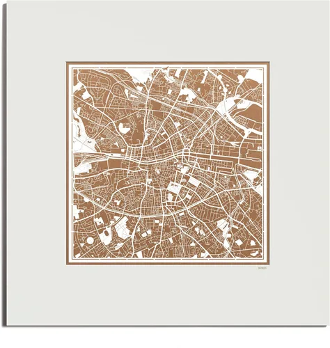 Vista 138 de O3 Design Studio Mapa de corte de papel de París, color negro mate, 20 x 20 pulgadas, arte en papel