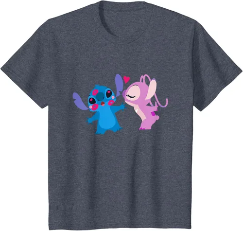 Vista 59 de Disney Stitch and Angel - Camiseta para el día de San Valentín Negro