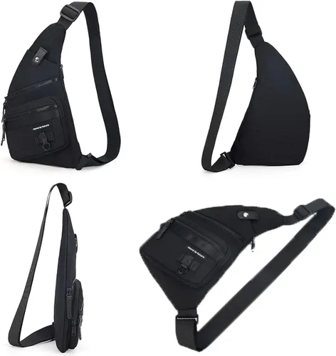 Vista 3 de Qidelong Bolso bandolera antirrobo cruzado en el pecho, mochila de hombro para mujeres y hombres, bolsa de bolsillo personal ligera para senderismo