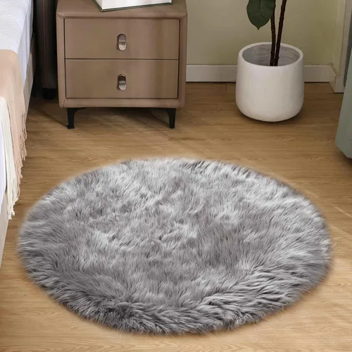 Vista 29 de Goolela Alfombra esponjosa de piel sintética para dormitorio, color marrón claro beige, 2 x 3 pies, alfombra de piel de oveja peluda y difusa