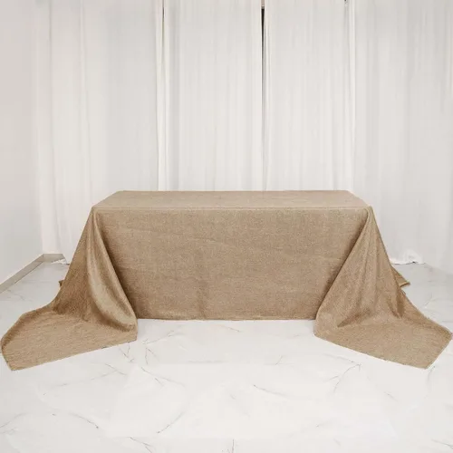 Vista 44 de Efavormart Mantel Redondo de Arpillera Sintética de Yute Natural de 90 Pulgadas - Cubierta de Mesa Rústica Boho Chic Estilo Granja para Navidad