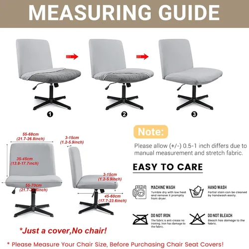 Vista 3 de Dimatic Fundas para Silla de Oficina sin Brazos Criss Cross Funda Ancha para Silla de Escritorio Funda Deslizable Elástica de Jacquard Silla Beige