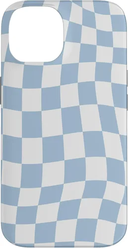 Vista 4 de Funda estética pastel azul claro remolino a cuadros para iPhone 16