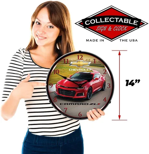 Vista 3 de 2017 Chevrolet Camaro ZL1 LED Reloj de Pared, Retro/Vintage, Iluminado, 14 pulgadas