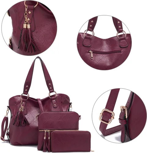 Vista 6 de Juego de carteras y carteras para mujer, bolso grande con cartera, 3