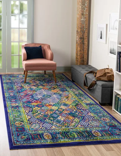 Vista 11 de Unique Loom Colección Calypso - Alfombra Trinidad (rectangular, 2 x 3 pies, fucsia/verde)