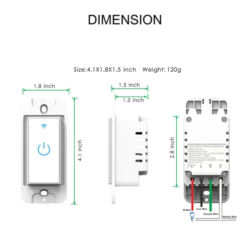 Vista 6 de Lesim Interruptor inteligente WiFi Interruptor de luz WiFi funciona con Alexa Google Home 2 paquetes