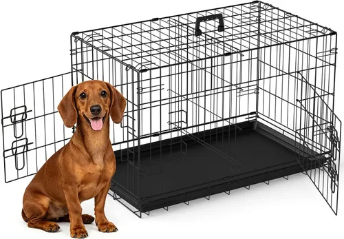 Vista 44 de [Usado] FDW Jaula para perros pequeños de 24 pulgadas plegable de metal con alambre para mascotas, doble puerta con panel divisor para interiores