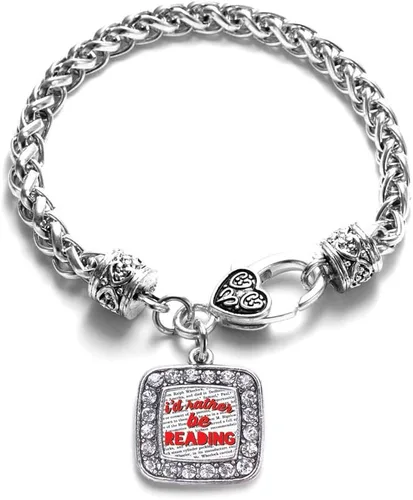 Vista 37 de Pulsera de dijes cuadrados de plata con joyería de circonita cúbica