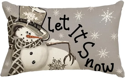Vista 8 de AVOIN colorlife Funda de almohada de Navidad de invierno, diseño de lunares, muñeco de nieve I Smell, color negro nieve, 12 x 20 pulgadas