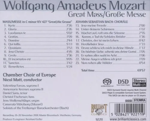Vista 2 de Mozart Great Mass K427 Bach Chorale