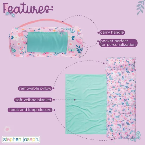 Vista 4 de Stephen Joseph, Toddler All Over Print Nap Mat with Soft Blanket and Removable Pillow for Boys & Girls, Kids Sleeping Bag for Elementary, Daycare