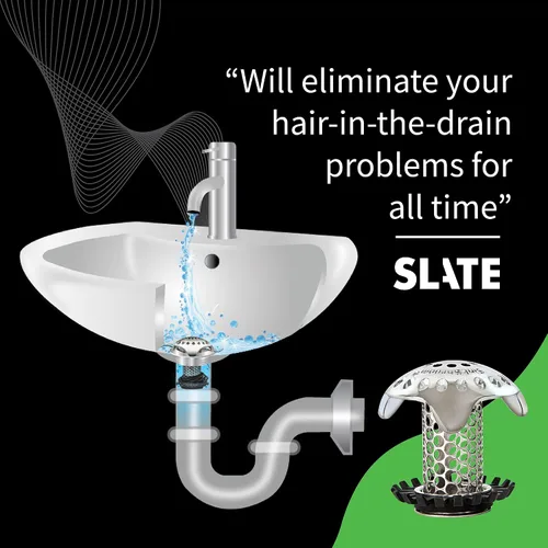 Vista 7 de SinkShroom Protector de drenaje de lavabo de baño ultra revolucionario, acero inoxidable con tapón