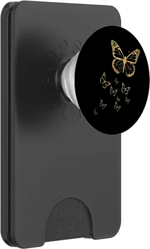 Vista 7 de PopSockets de mariposa dorada y negra con diseño de mariposas y simples y minimalistas