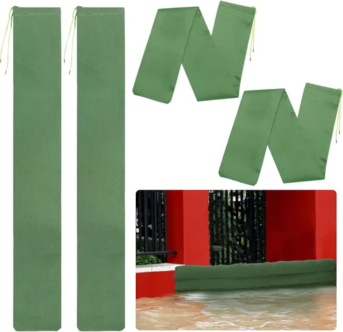 Vista 11 de 4 bolsas de arena de 3 x 6 pulgadas de largo para inundaciones – Tubo de lona gruesa para protección contra inundaciones con banda elástica, tubo