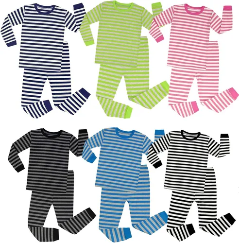 Vista 2 de TBUIALL Pijama de Navidad para niños y niñas con diseño de Papá Noel a rayas