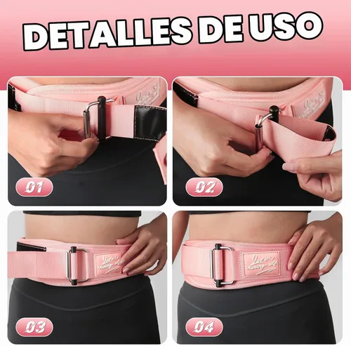 Vista 5 de Cinturón de levantamiento para mujer (4 pulgadas de ancho) Cinturón de levantamiento con bloqueo automático para damas, gimnasio, entrenamiento