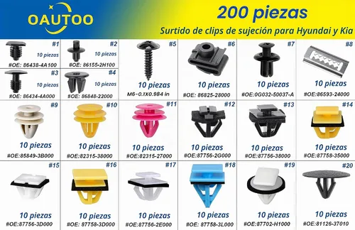 Vista 2 de 200 piezas para Hyundai y Kia Body Interior y Exterior Retenedor Clip Clip Surtido
